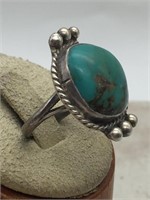 Sterling Navajo Old Pawn Turquoise Fancy Ring
