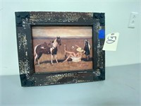 Framed Wall Art on Canvas 22" x 18"-Horse & Man