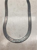 Italian Sterling Herringbone Long Necklace