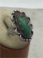 Vtg Navajo Sterling Old Pawn Turquoise Ring