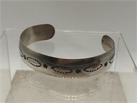 JT Navajo Sterling Silver Textured Cuff Bracelet