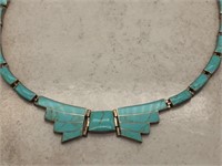 Vtg Taxco Mexican Sterling & Turquoise Necklace