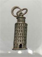 Vtg 800 Silver Leaning Tower of Pisa Charm