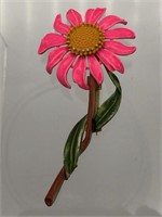 Vtg 1950's Enamel Flower Brooch