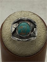 Vtg Sterling Navajo Turquoise Old Pawn Ring
