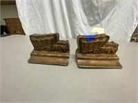 Set of Very Heavy Brass Book Ends-Old