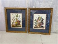 AMH2429 Two Blue Flower Prints With Gold Frame