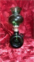 VTG Green glas bottle made into oil lamp