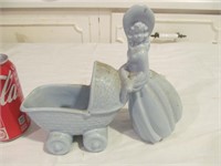 Blue Lady with Baby Stroller Planter