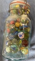 Jar of vintage marbles