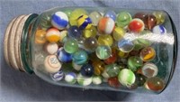 Vintage jar of marbles