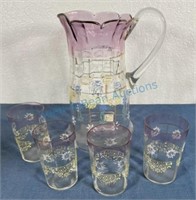 Victorian enamel decorated lemonade set