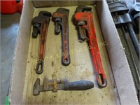 3Pipe Wrenches Largest is 12" & Monkey Wrench