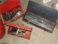 3 Metal Tool Boxes w/contents longest  is 18"