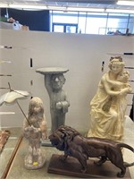 Statues: Stone, Butler, Lion, Two Women & Little G