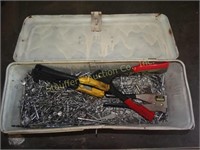 Rivets & Riveting Tool in metal tool box 21"L