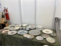 Mixed Chinaware Dishes, Colorful Floral Patterns,