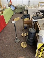Lot Of 4 Floor Lamps, & Vintage Electric Room Heat