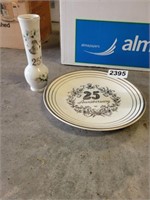 25TH ANNIVERSARY PLATE AND VASE