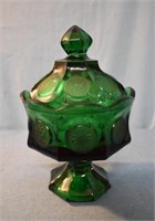 EMERALD GREEN COIN PATTERN CANDY DISH