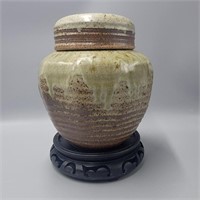 Signed Drip Glaze Covered Pottery Urn
