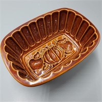 Glazed Brown Ceramic Pumkin Loaf Bowl