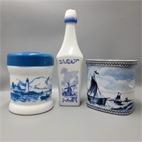 Blue & White Tin & Ceramics