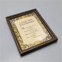 Vintage "Laugh Away Your Troubles" Framed Verse