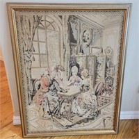 30" x 38" Framed Victorian Style Tapestry