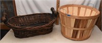 wood and wicker baskets