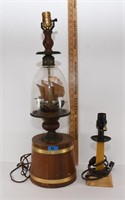 vintage ship lamp and small wooden lamp