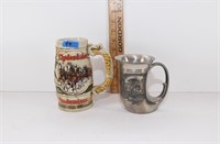 vintage Budweiser and German beer mugs