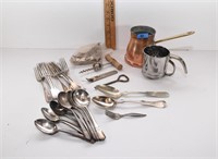 vintage silverware, bottle openers and coffe items