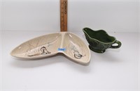 Redwing divided dish and green gravy boat