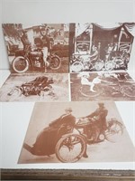 (10) VTG Harley & Indian Motorcycle Prints 14×11"