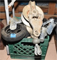 assorted casters and pulley