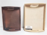 (2) Wooden Serving Trays Display Trays