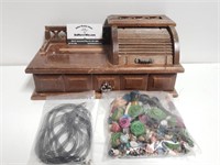 Wood Jewlery Box Desk Organizer w/ Beads