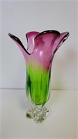 MCM 11.5" Art Glass Petal Pedestal Vase