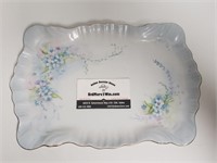 Porcelain Blue Floral Tray Dish 12×8.25"