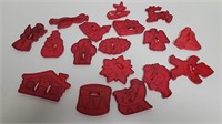 (17) Vtg Red Plastic Cookie Cutters