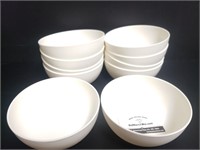 (10) White Plastic Cereal Bowls