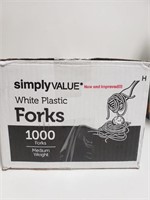 NIP Case 1000 White Plastic Forks Medium Weight