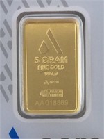 5-Gram Gold 999 bar ACRE Gold in box