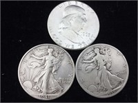 3-Silver half dollars