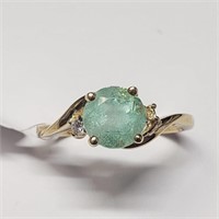 Certfied10K  Emerald(1ct) Diamond(0.03ct) Ring