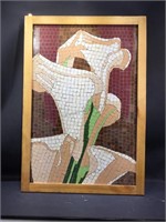 Mosaic Tile Floral Art on Board. 27x39