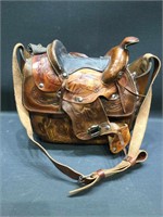 Vintage HandmadeTooled Leather Saddle Purse