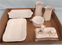(2) Ironstone Dishes / Tea Bag Holder - No Marks /