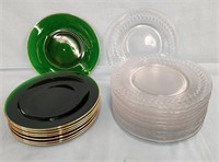 (12) Clear Depression Glass Dishes / (8) Green